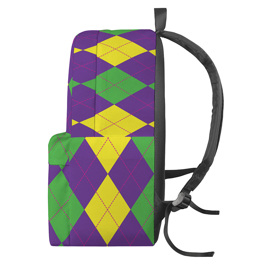 Mardi Gras Argyle Pattern Print Backpack