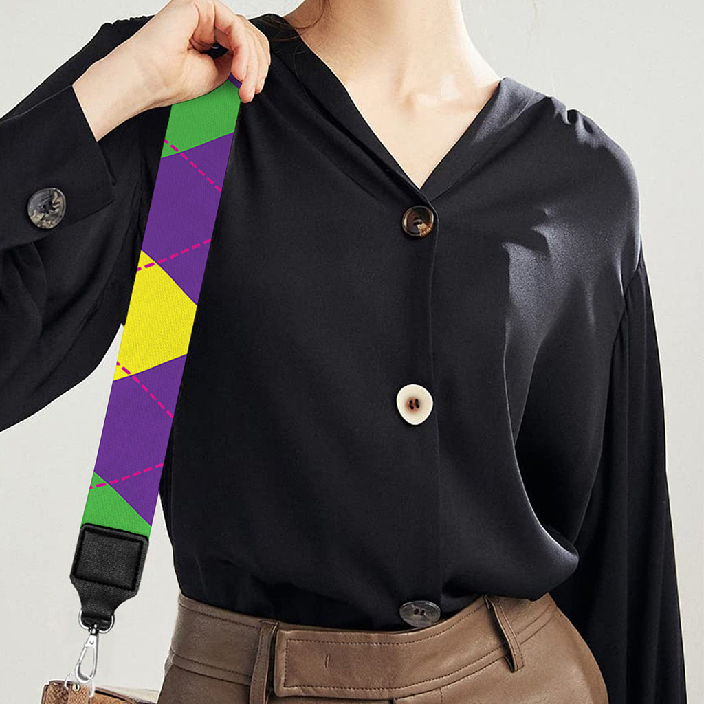 Mardi Gras Argyle Pattern Print Bag Strap