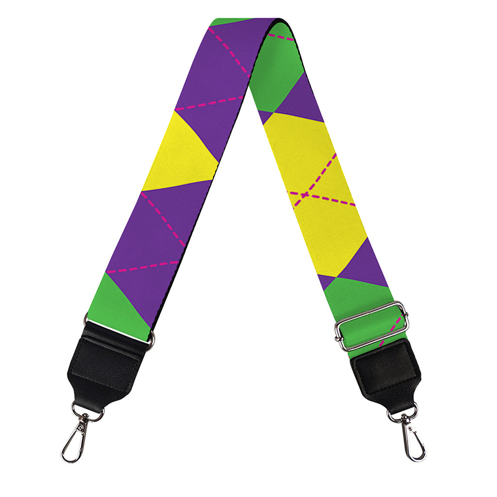 Mardi Gras Argyle Pattern Print Bag Strap