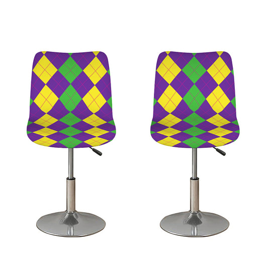 Mardi Gras Argyle Pattern Print Bar Stool Covers