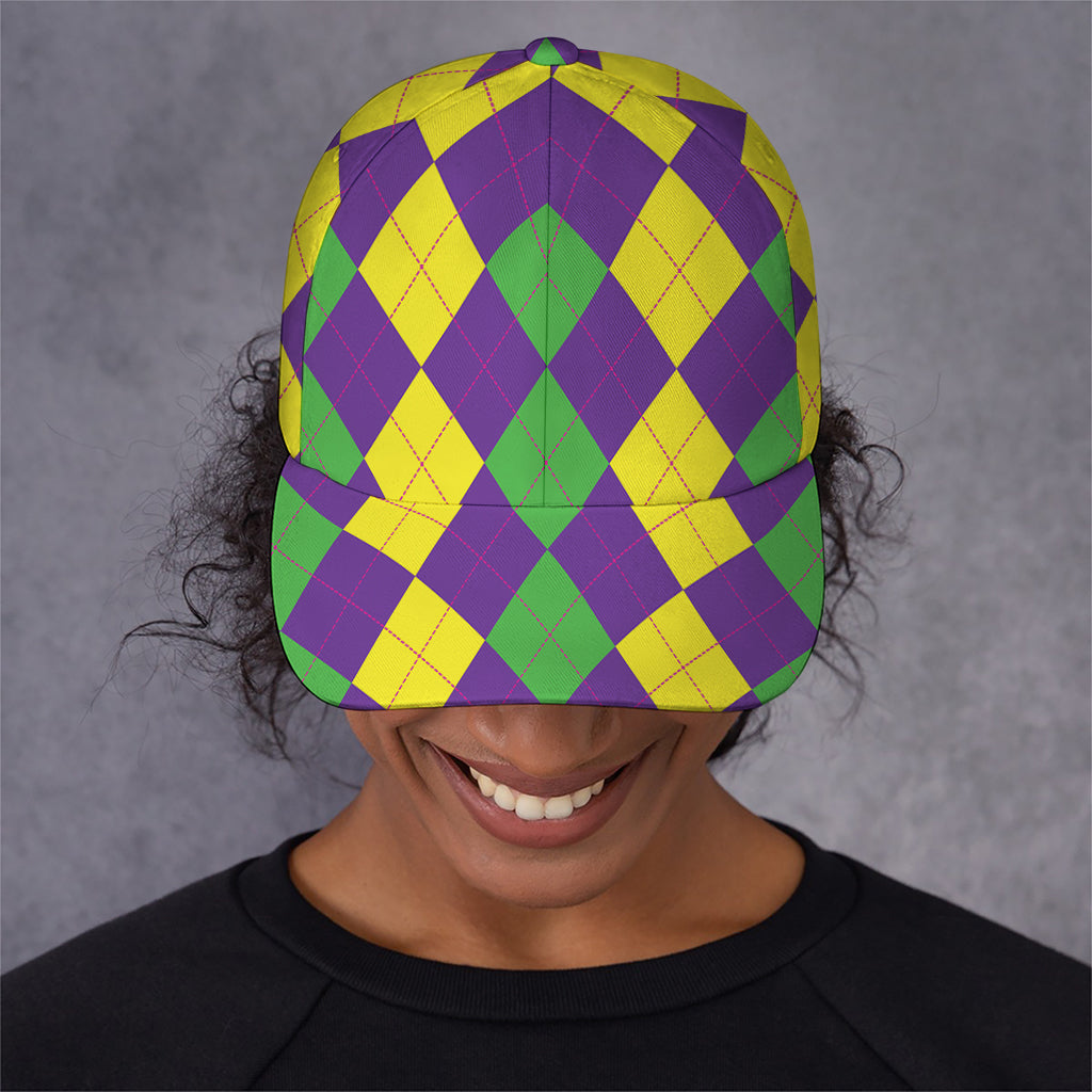 Mardi Gras Argyle Pattern Print Baseball Cap