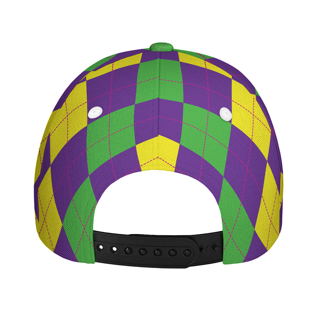 Mardi Gras Argyle Pattern Print Baseball Cap