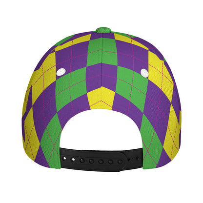 Mardi Gras Argyle Pattern Print Baseball Cap