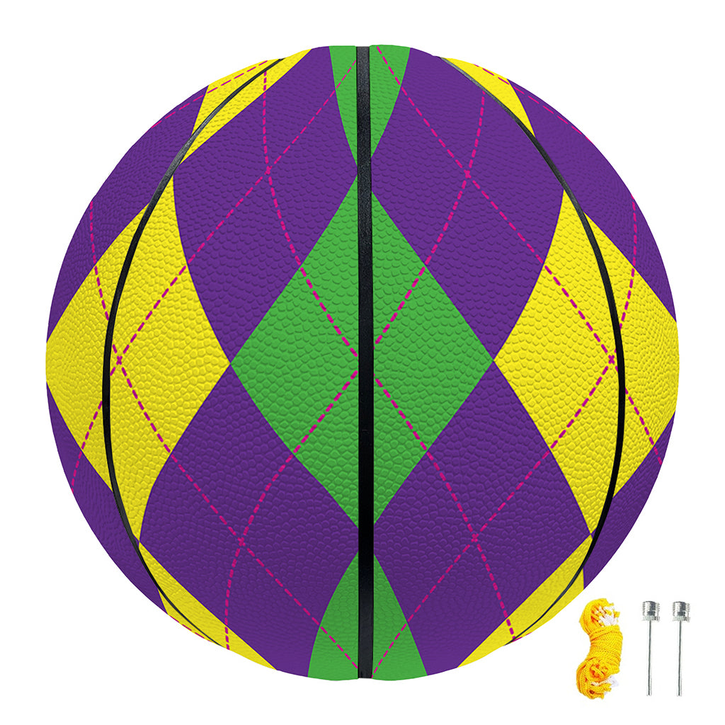 Mardi Gras Argyle Pattern Print Basketball