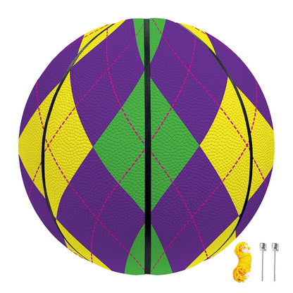 Mardi Gras Argyle Pattern Print Basketball