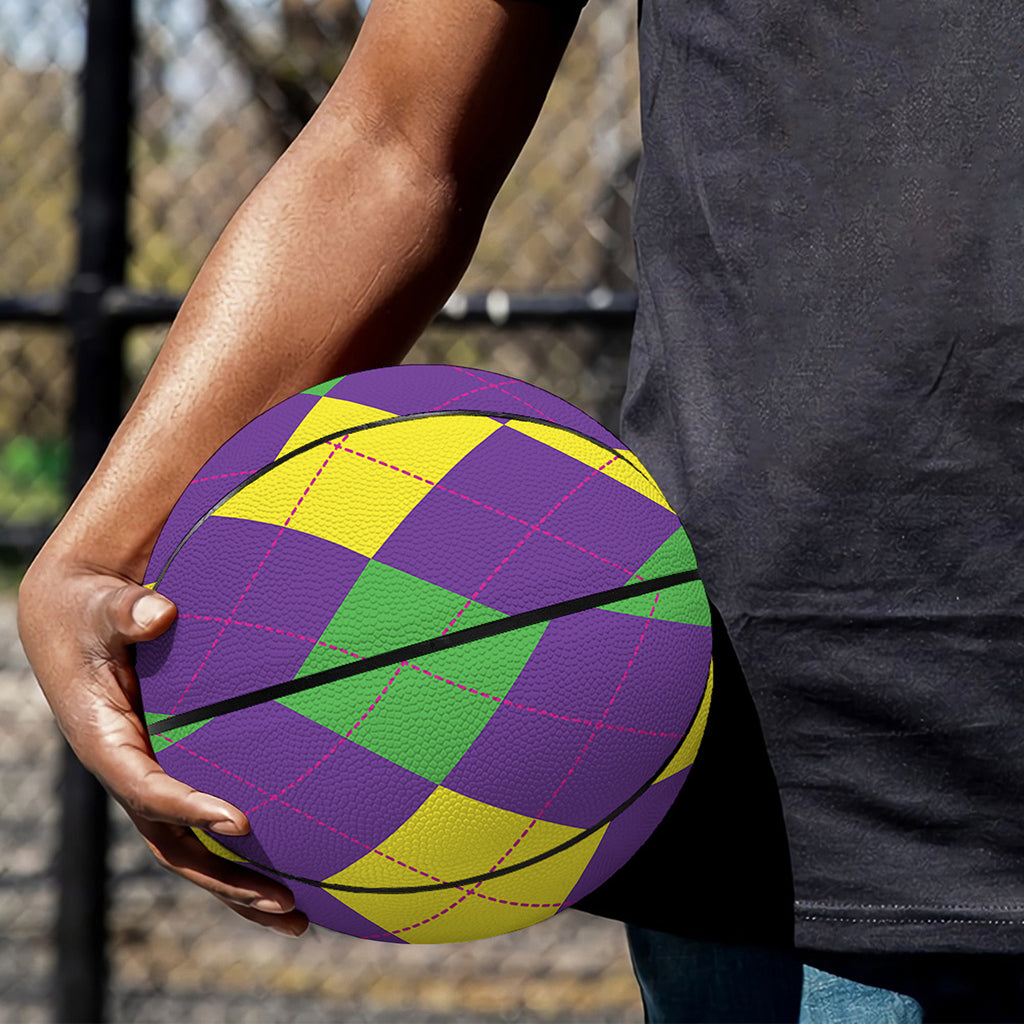 Mardi Gras Argyle Pattern Print Basketball