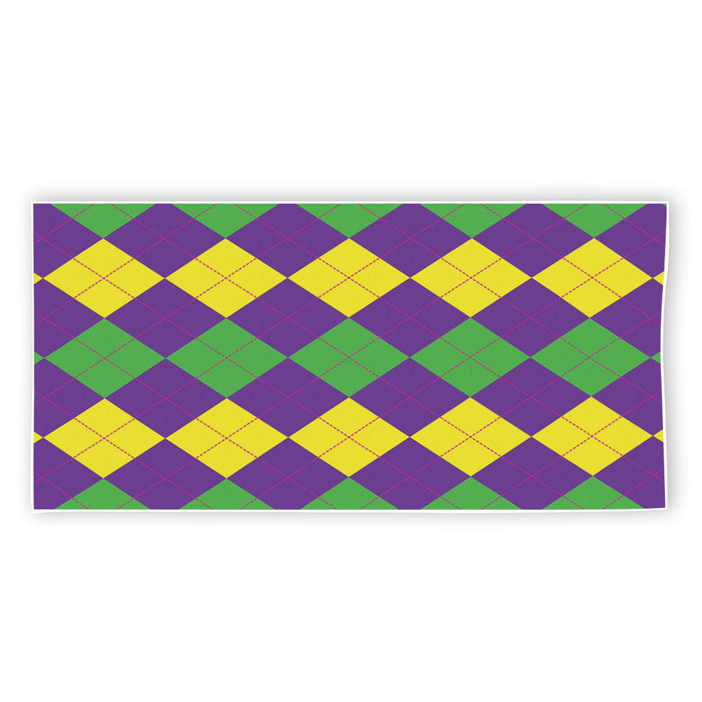 Mardi Gras Argyle Pattern Print Beach Towel