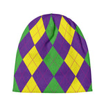Mardi Gras Argyle Pattern Print Beanie