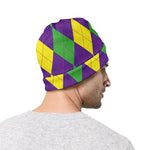 Mardi Gras Argyle Pattern Print Beanie