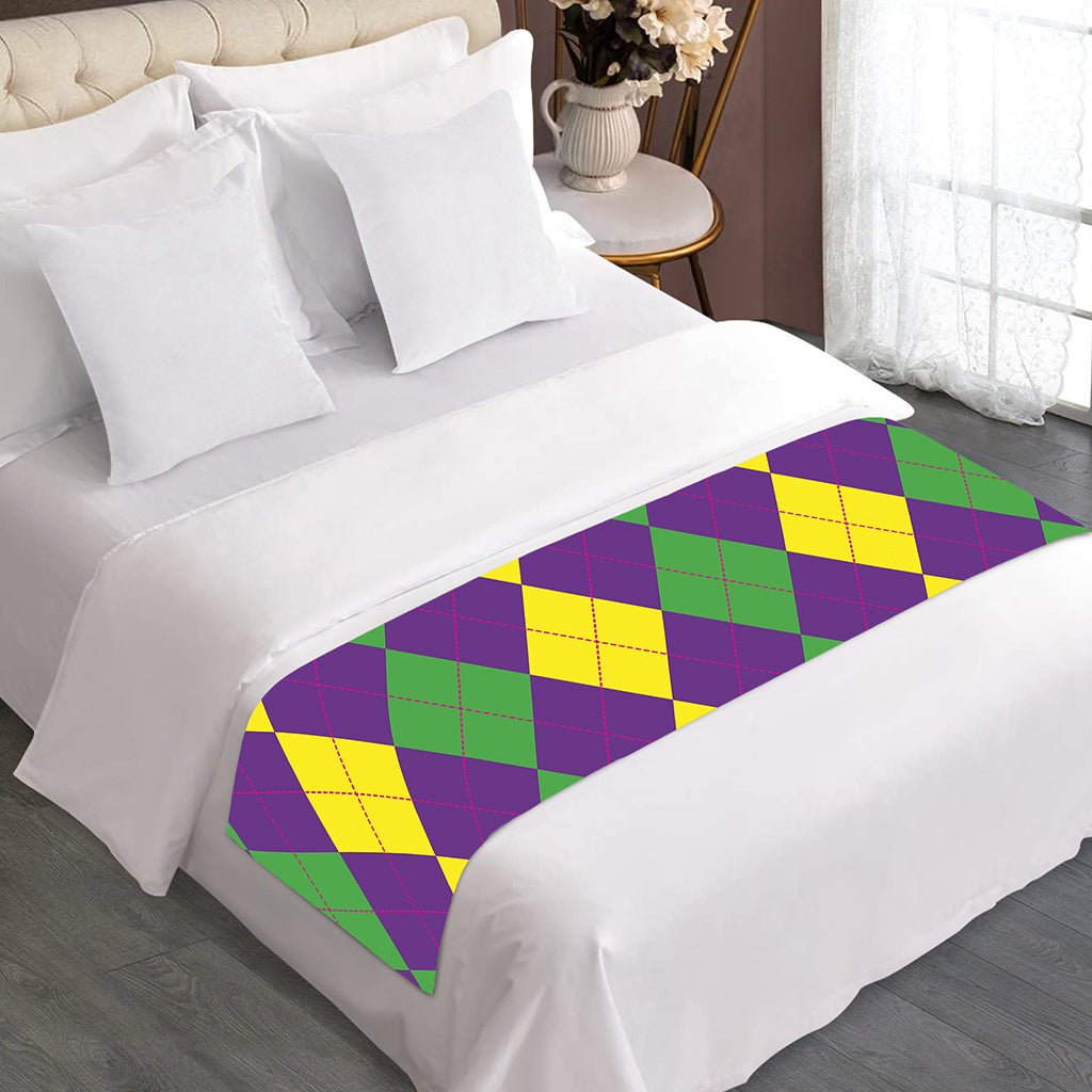 Mardi Gras Argyle Pattern Print Bed Runner