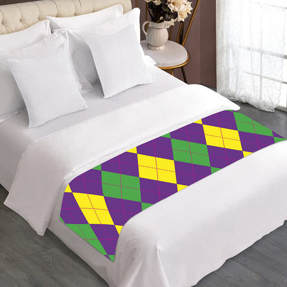 Mardi Gras Argyle Pattern Print Bed Runner