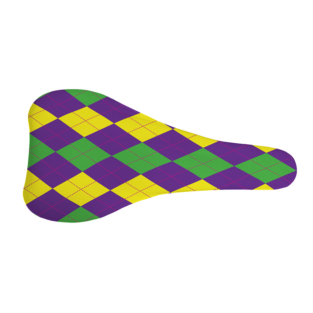 Mardi Gras Argyle Pattern Print Bicycle Seat Cover