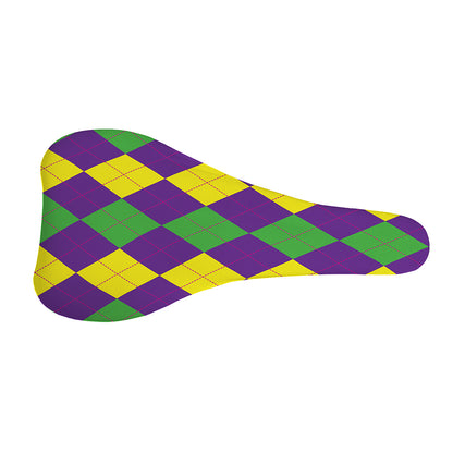 Mardi Gras Argyle Pattern Print Bicycle Seat Cover