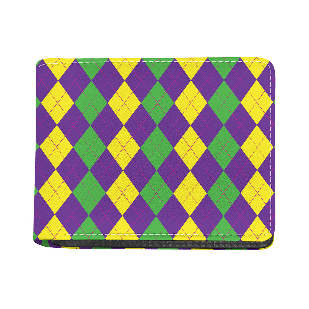 Mardi Gras Argyle Pattern Print Bifold Wallet