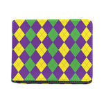 Mardi Gras Argyle Pattern Print Bifold Wallet