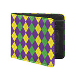 Mardi Gras Argyle Pattern Print Bifold Wallet