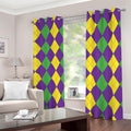 Mardi Gras Argyle Pattern Print Dimout Grommet Curtains