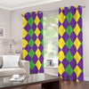 Mardi Gras Argyle Pattern Print Blackout Grommet Curtains