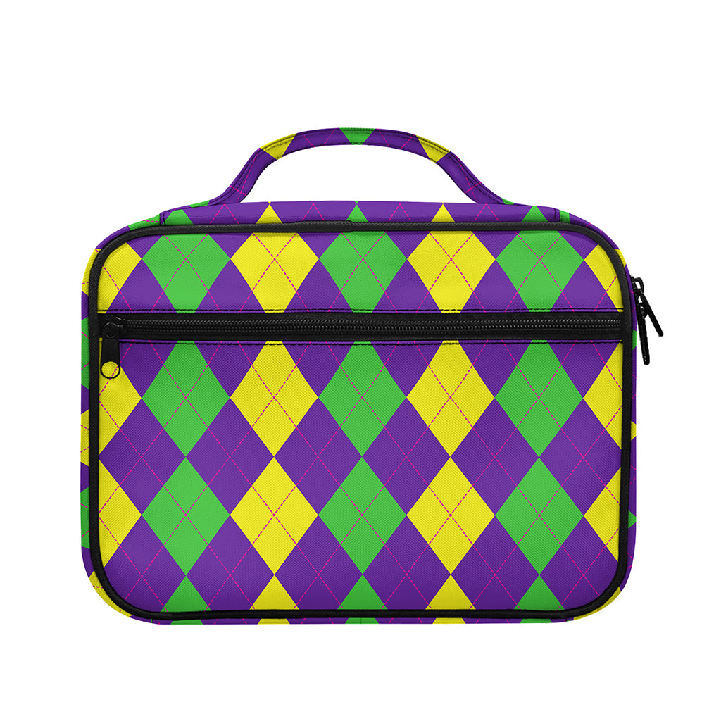 Mardi Gras Argyle Pattern Print Briefcase Bible Bag