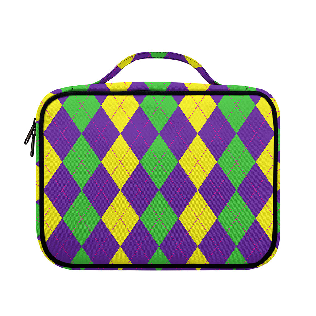 Mardi Gras Argyle Pattern Print Briefcase Bible Bag