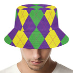 Mardi Gras Argyle Pattern Print Bucket Hat