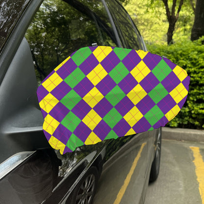 Mardi Gras Argyle Pattern Print Car Side Mirror Covers