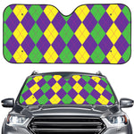 Mardi Gras Argyle Pattern Print Car Windshield Sun Shade