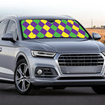 Mardi Gras Argyle Pattern Print Car Windshield Sun Shade