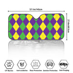 Mardi Gras Argyle Pattern Print Car Windshield Sun Shade