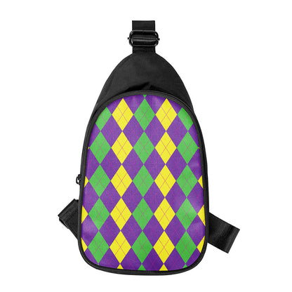 Mardi Gras Argyle Pattern Print Chest Bag
