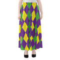 Mardi Gras Argyle Pattern Print Chiffon Maxi Skirt