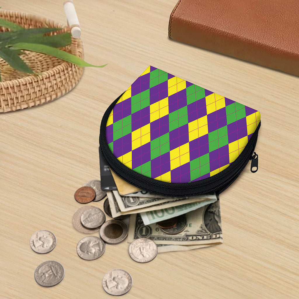 Mardi Gras Argyle Pattern Print Coin Purse