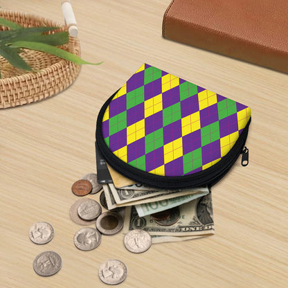 Mardi Gras Argyle Pattern Print Coin Purse