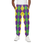 Mardi Gras Argyle Pattern Print Cotton Pants