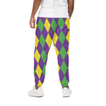 Mardi Gras Argyle Pattern Print Cotton Pants