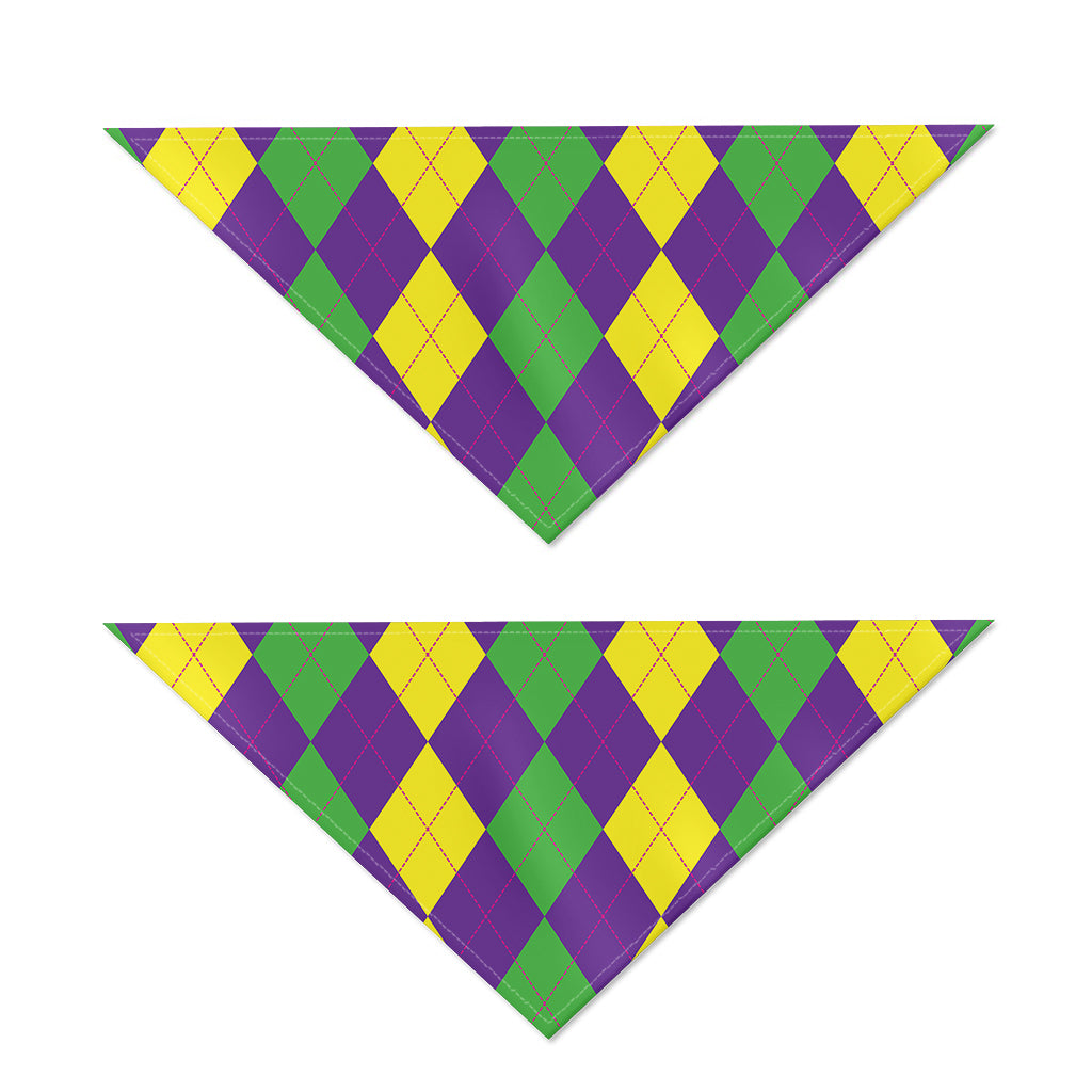 Mardi Gras Argyle Pattern Print Dog Bandana