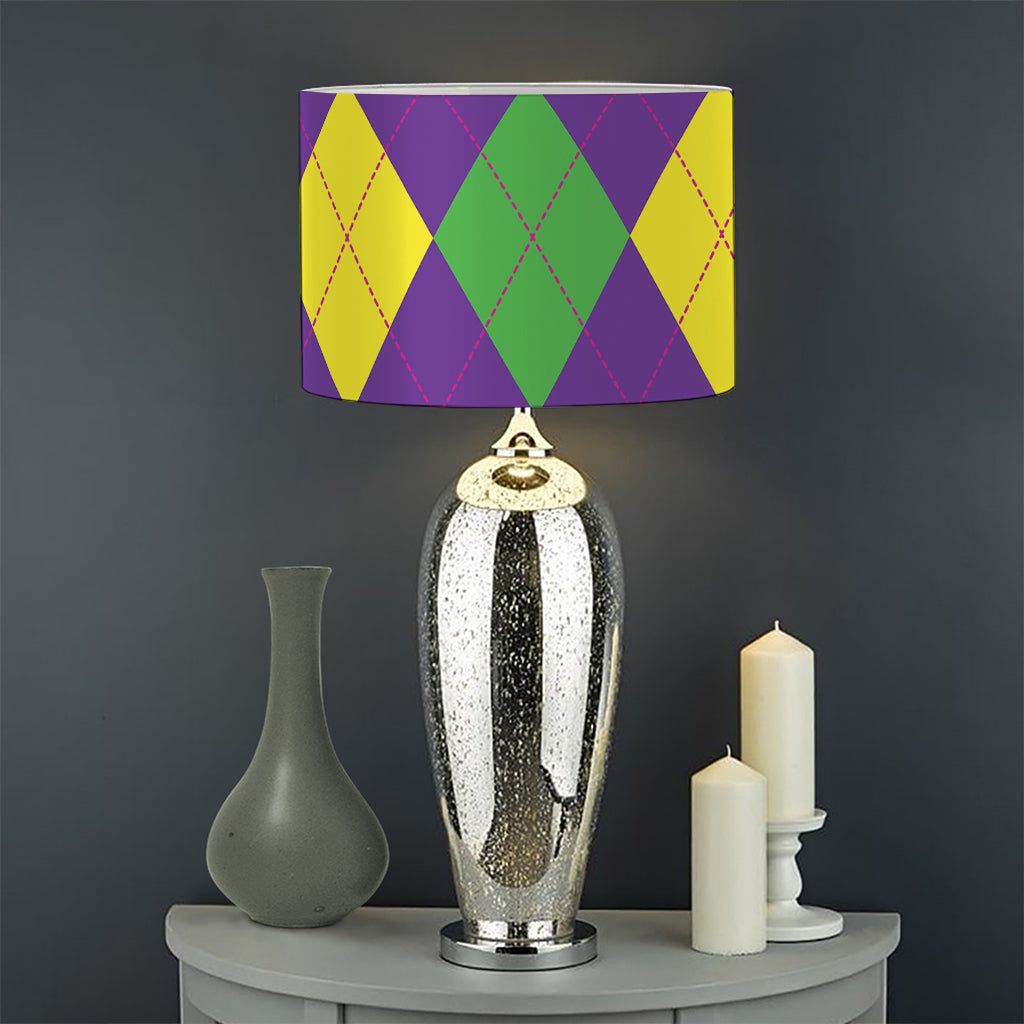 Mardi Gras Argyle Pattern Print Drum Lamp Shade