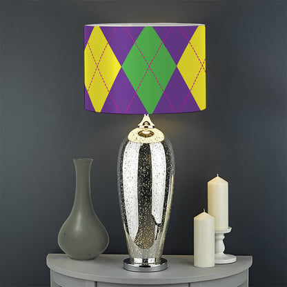 Mardi Gras Argyle Pattern Print Drum Lamp Shade