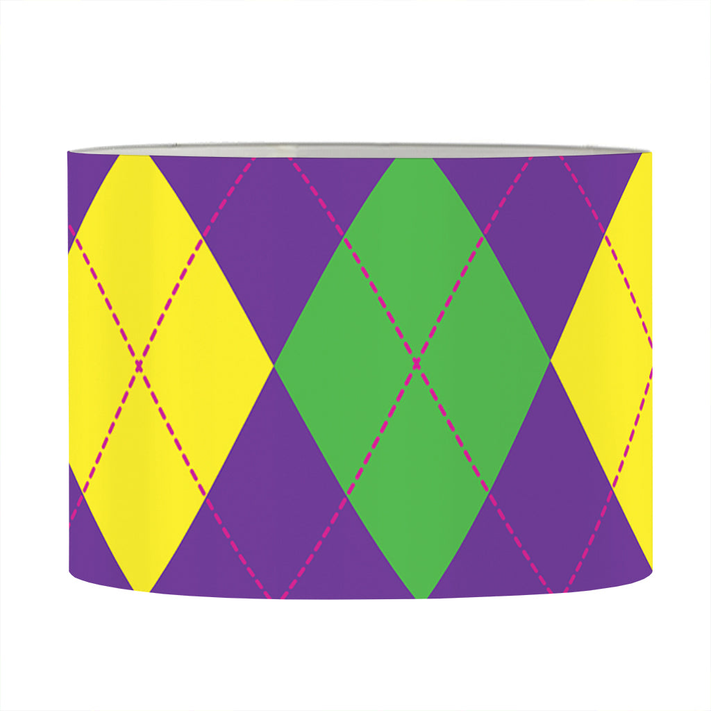 Mardi Gras Argyle Pattern Print Drum Lamp Shade