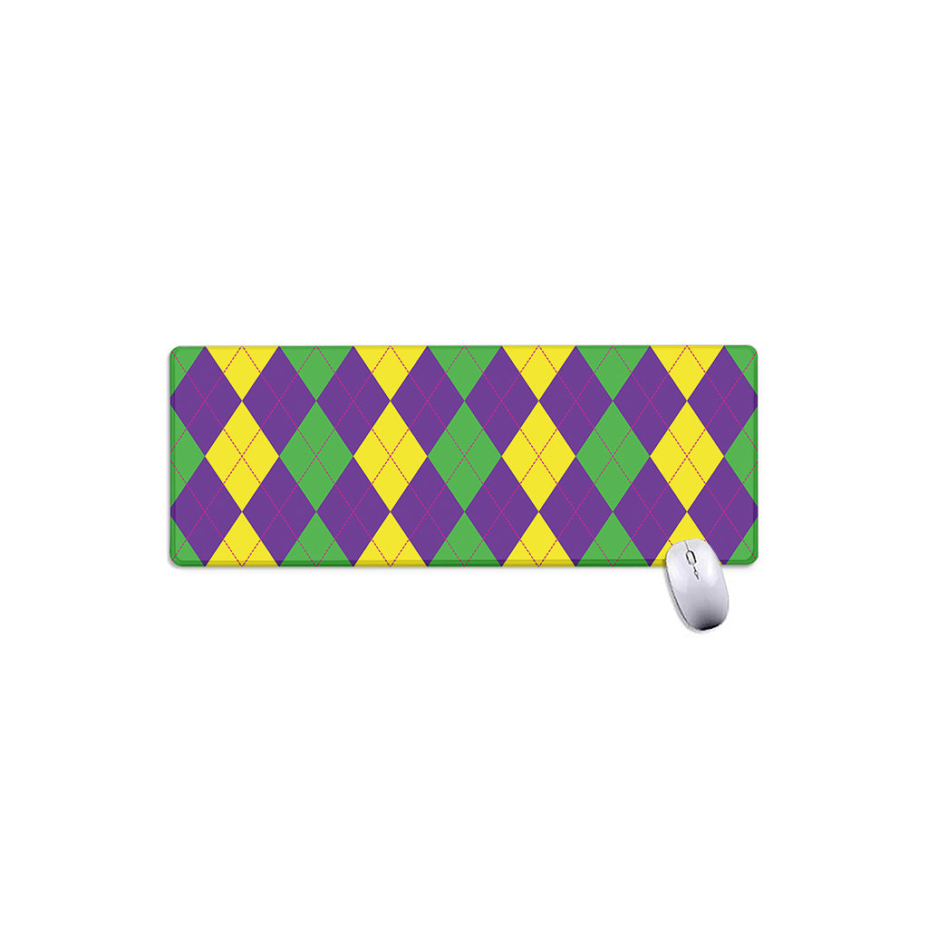 Mardi Gras Argyle Pattern Print Extended Mouse Pad