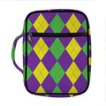 Mardi Gras Argyle Pattern Print Front Pocket Bible Bag
