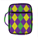 Mardi Gras Argyle Pattern Print Front Pocket Bible Bag