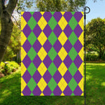 Mardi Gras Argyle Pattern Print Garden Flag