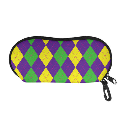 Mardi Gras Argyle Pattern Print Glasses Case