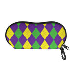Mardi Gras Argyle Pattern Print Glasses Case