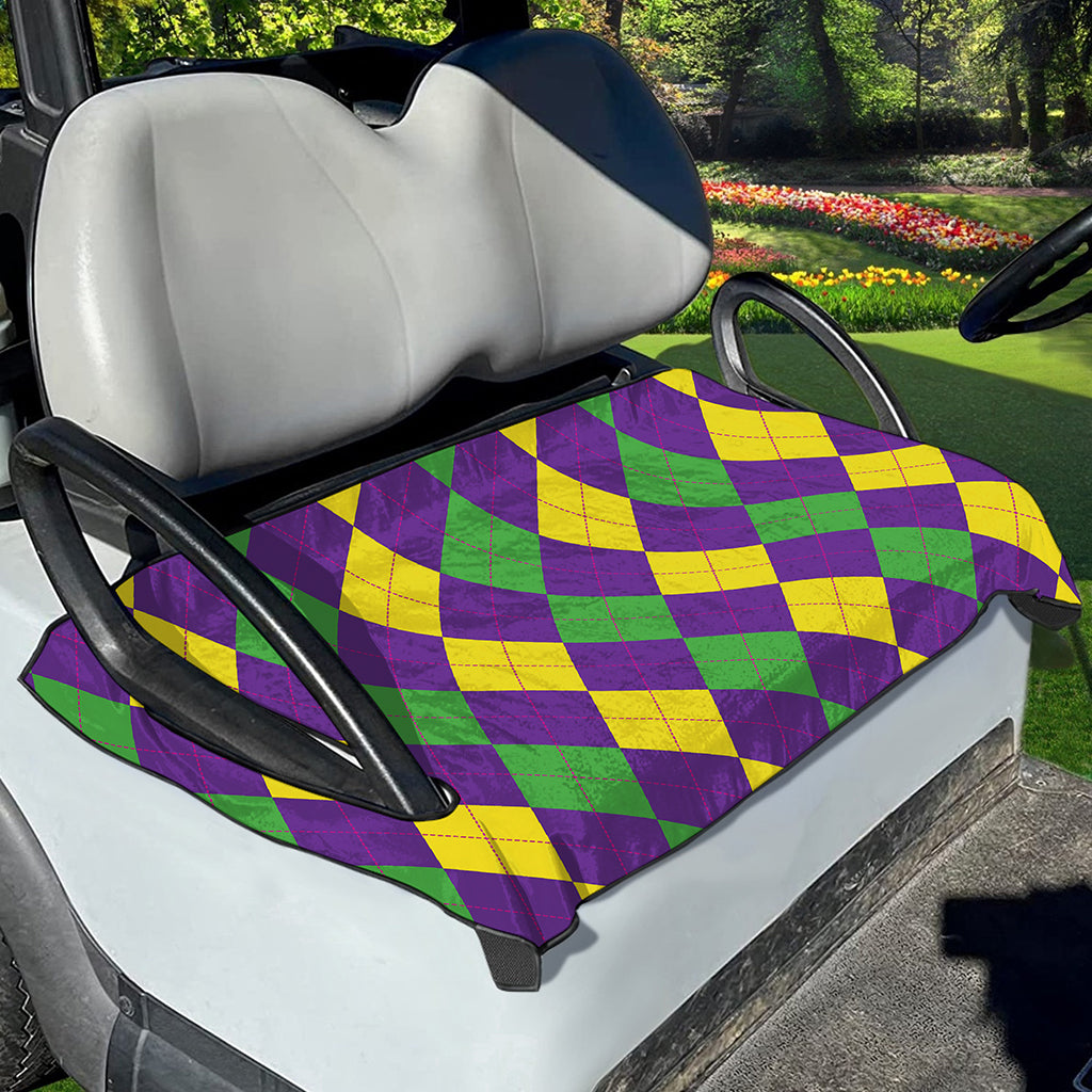 Mardi Gras Argyle Pattern Print Golf Cart Seat Cover