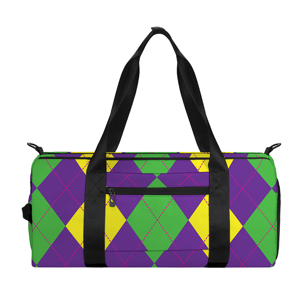 Mardi Gras Argyle Pattern Print Gym Bag