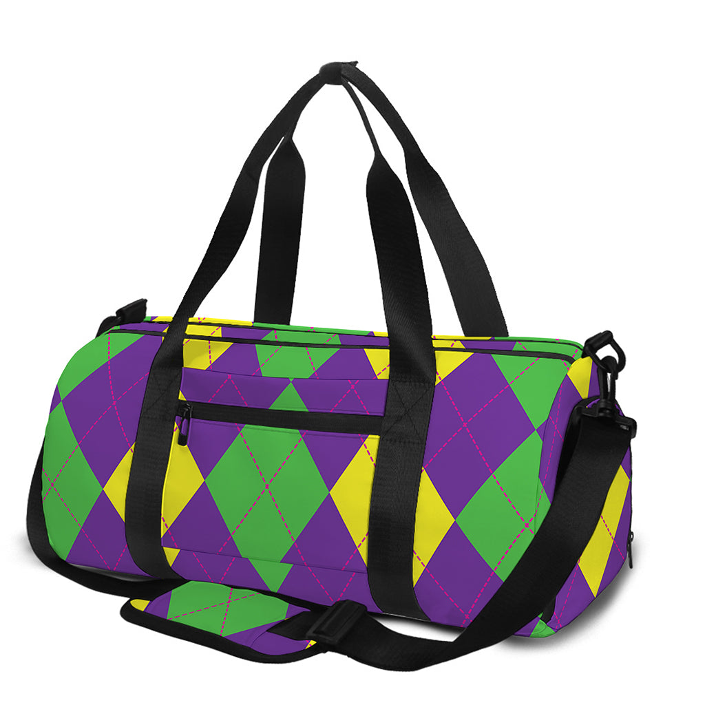 Mardi Gras Argyle Pattern Print Gym Bag