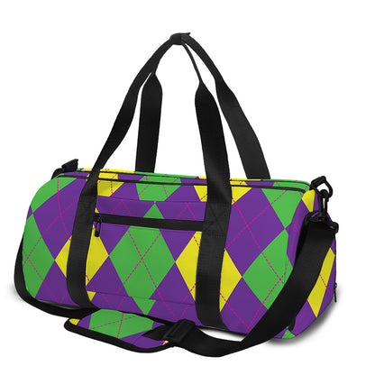 Mardi Gras Argyle Pattern Print Gym Bag