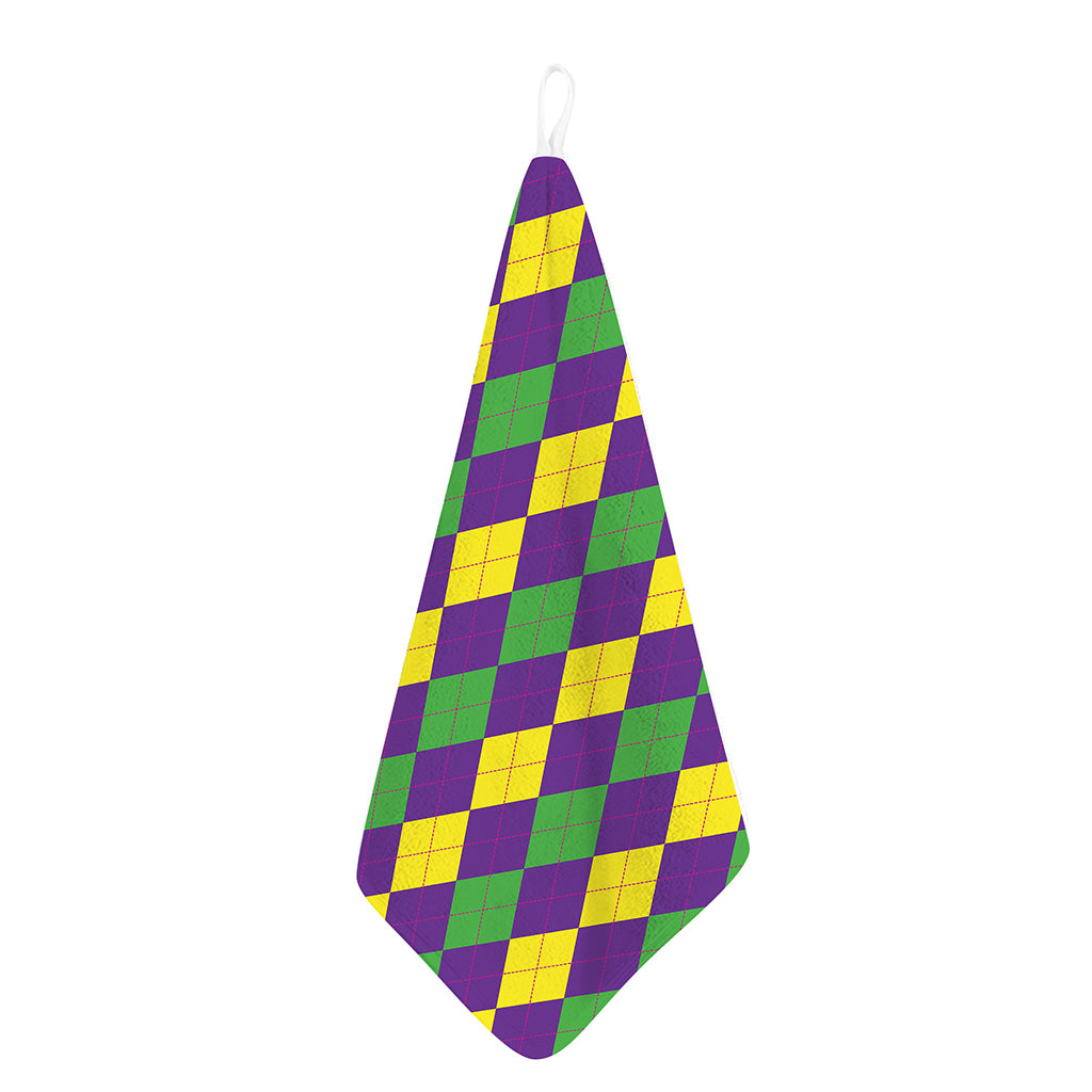 Mardi Gras Argyle Pattern Print Hand Towel